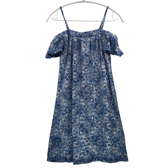 Lily Rose Dresses & Skirts - Bohemian style‎ sun dress womens XS Blue Ivory Floral Lace Cold Shoulder Mini